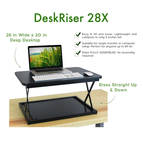 Black Desk Riser 28X Small Standing Desk 6