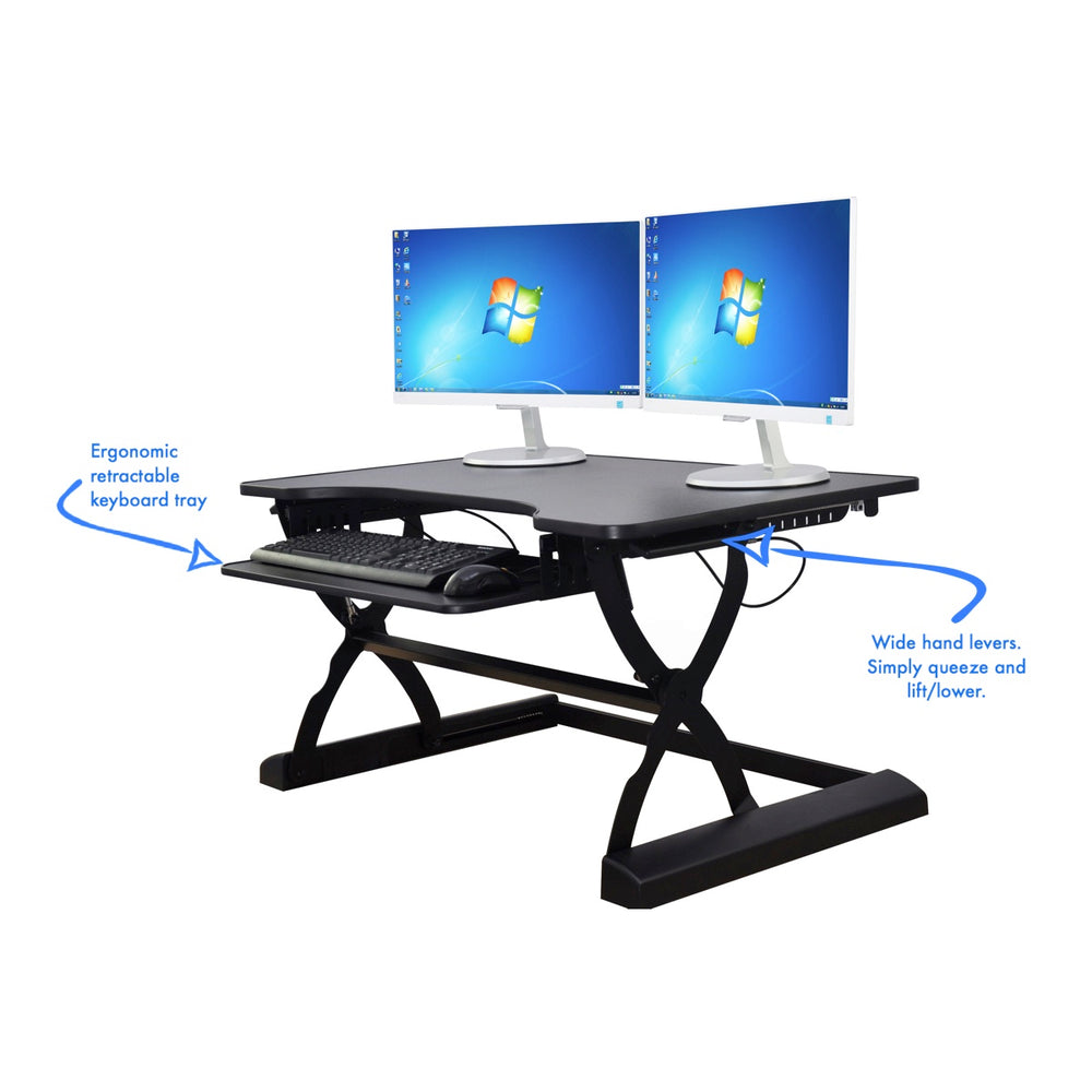 Computer Desk With Riser Rail Desk Riser Pro 37 Inch Wide Standing Desk | DeskRiser.com