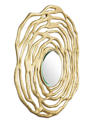 Aqua Round Mirror Gold