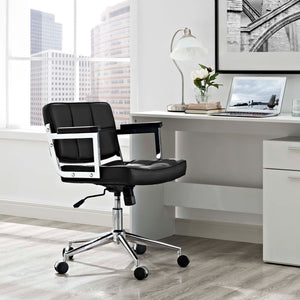 Portray Mid Back Upholstered Vinyl Office Chair - Black - Office Picture